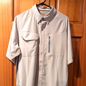 World Wide Sportsman tan hunting/fishing shirt with short sleeves